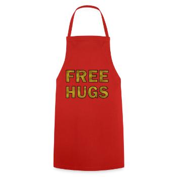 Free Hugs Golden - Cooking Apron - red - Front - AI Model Male 185 dark (185cm)
