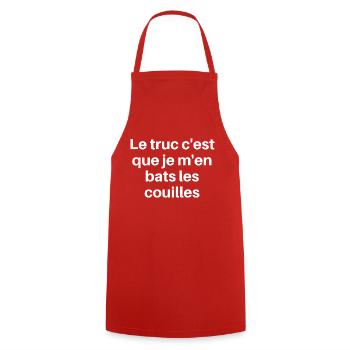 The thing is that I don't give a damn - Cooking Apron - red - Front - AI Model Male 185 dark (185cm)