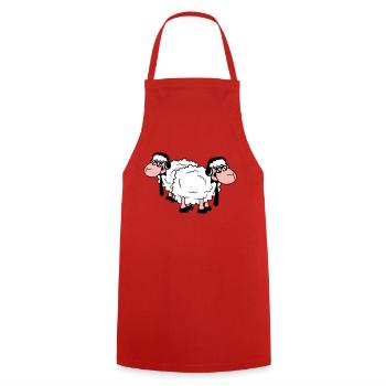 2 Sheep Sunglasses Music Party DJ Team Friends - Cooking Apron - red - Front - AI Model Male 185 dark (185cm)