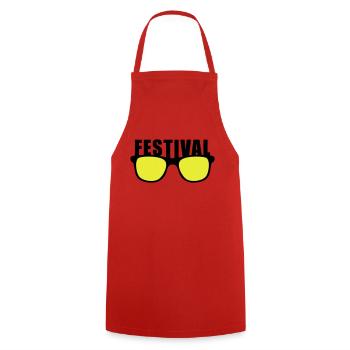 Festival T-Shirt, Concert T-Shirt, Party T-Shirt - Cooking Apron - red - Front - AI Model Male 185 dark (185cm)