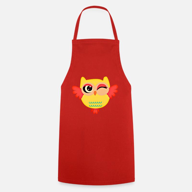 Le clin d'oeil de la chouette Cléa - Tablier de cuisine - rouge