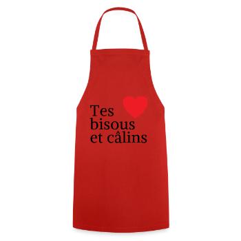 Tes bisous et calins - Tablier de cuisine - rouge - Devant - AI Model Male 185 dark (185cm)