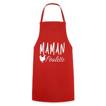 Maman Poulette. - Tablier de cuisine - rouge - Devant - AI Model Male 185 dark (185cm)