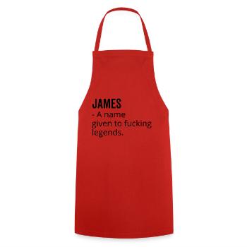 James ein Name für verdammte Legenden - Kochschürze - Rot - Vorne - AI Model Male 185 dark (185cm)