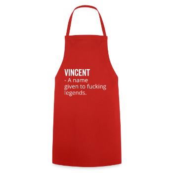 Vincent un nom donné à Fucking Legends - Tablier de cuisine - rouge - Devant - AI Model Male 185 dark (185cm)