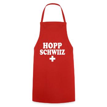 Hopp schwiiz - Tablier de cuisine - rouge - Devant - AI Model Male 185 dark (185cm)