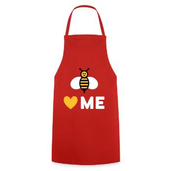 Bees love me (Biene, Herz) - Kochschürze - Rot - Vorne - AI Model Male 185 dark (185cm)