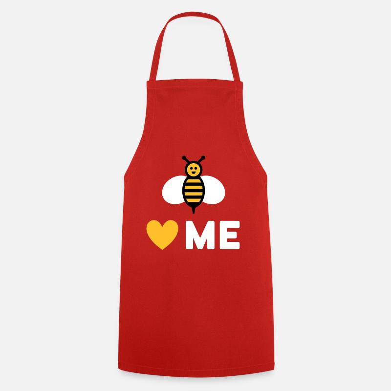 Bees love me (Bee, Heart) - Cooking Apron - red