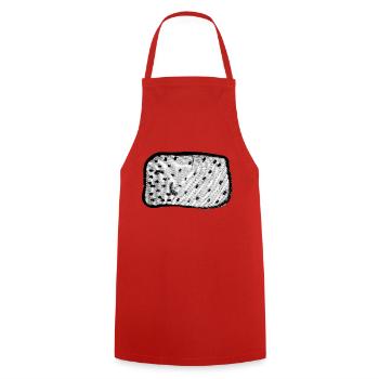 Litter box inspires Helge Schneider picture puzzles - Cooking Apron - red - Front - AI Model Male 185 dark (185cm)