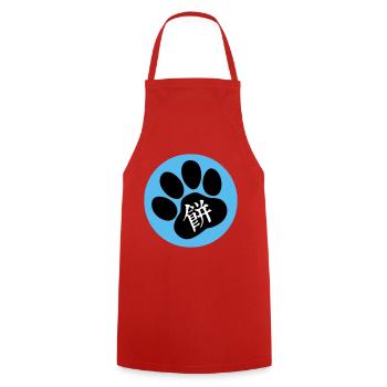 Label Blue Mochi - Kochschürze - Rot - Vorne - AI Model Male 185 dark (185cm)