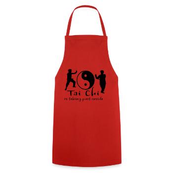 Tai chi yin yang - Tablier de cuisine - rouge - Devant - AI Model Male 185 dark (185cm)