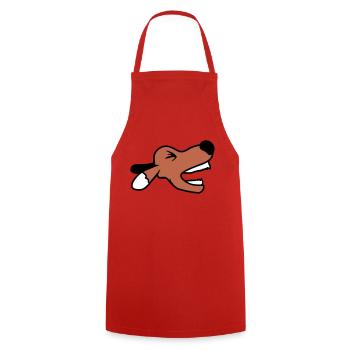 Dog, angry, biting, , barking, barking, loud, yapping - Cooking Apron - red - Front - AI Model Male 185 dark (185cm)