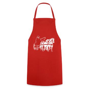 Kutsche Schimmel Percheron Fahrsport Geschenk Hufe - Kochschürze - Rot - Vorne - AI Model Male 185 dark (185cm)