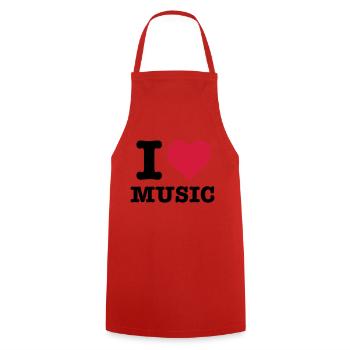 I love music heart music instrument listen gift - Cooking Apron - red - Front - AI Model Male 185 dark (185cm)