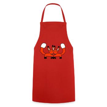 2 Foxes Couple In Love Two Friends Love Team Cute - Cooking Apron - red - Front - AI Model Male 185 dark (185cm)