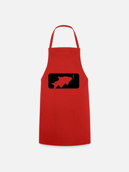 button sport logo caught fish fishing swim - Cooking Apron - red