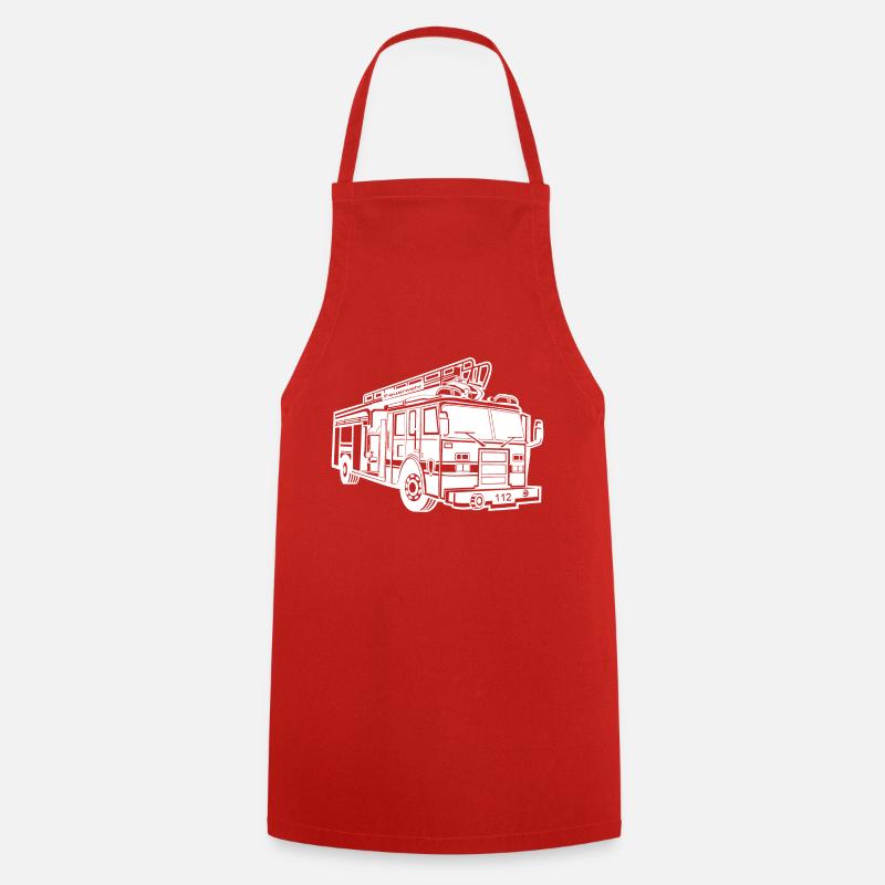 Camion de pompier pompier - Tablier de cuisine - rouge