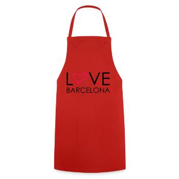 love barcelona - Cooking Apron - red - Front - AI Model Male 185 dark (185cm)