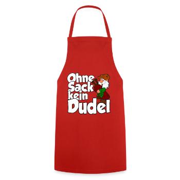 Ohne Sack kein Dudel - Kochschürze - Rot - Vorne - AI Model Male 185 dark (185cm)