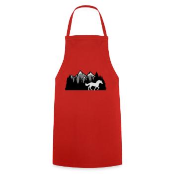 Mountains Forest Nature Horse - Cooking Apron - red - Front - AI Model Male 185 dark (185cm)