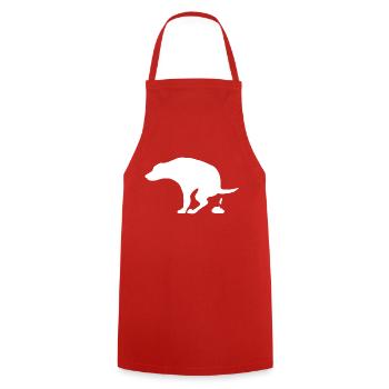 Dog doing his business - Cooking Apron - red - Front - AI Model Male 185 dark (185cm)