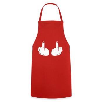 mittelfinger hands - Kochschürze - Rot - Vorne - AI Model Male 185 dark (185cm)