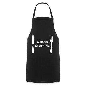 Funny Christmas Dinner Menu Choice A Good Stuffing - Cooking Apron - black - Front - AI Model Male 185 dark (185cm)