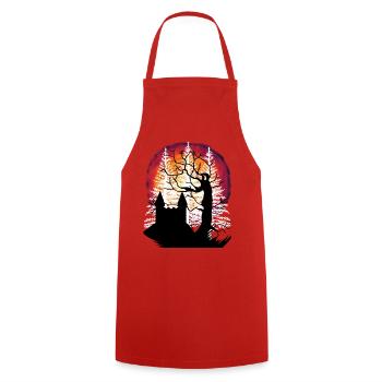 Arbre, Château, Moyen Âge, Fantaisie, Forteresse, Château - Tablier de cuisine - rouge - Devant - AI Model Male 185 dark (185cm)