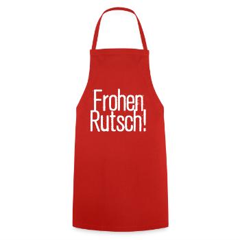 Funshop - Wortsalat - Frohen Rutsch! - Kochschürze - Rot - Vorne - AI Model Male 185 dark (185cm)