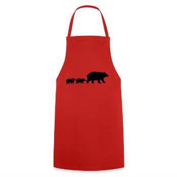 Bear Family Children - Cooking Apron - red - Front - AI Model Male 185 dark (185cm)
