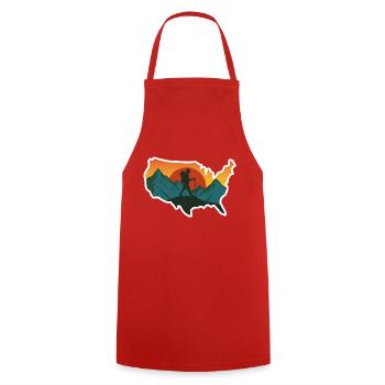 Retro Hiking - Cooking Apron - red - Front - AI Model Male 185 dark (185cm)