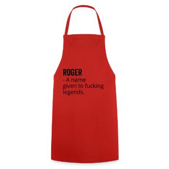 Roger a Name Given to Fucking Legends - Cooking Apron - red - Front - AI Model Male 185 dark (185cm)