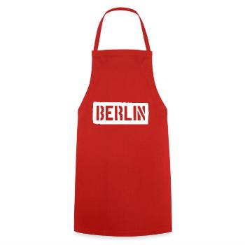 Berlin Slogan - Porte de Brandebourg - Alexanderplatz - Tablier de cuisine - rouge - Devant - AI Model Male 185 dark (185cm)