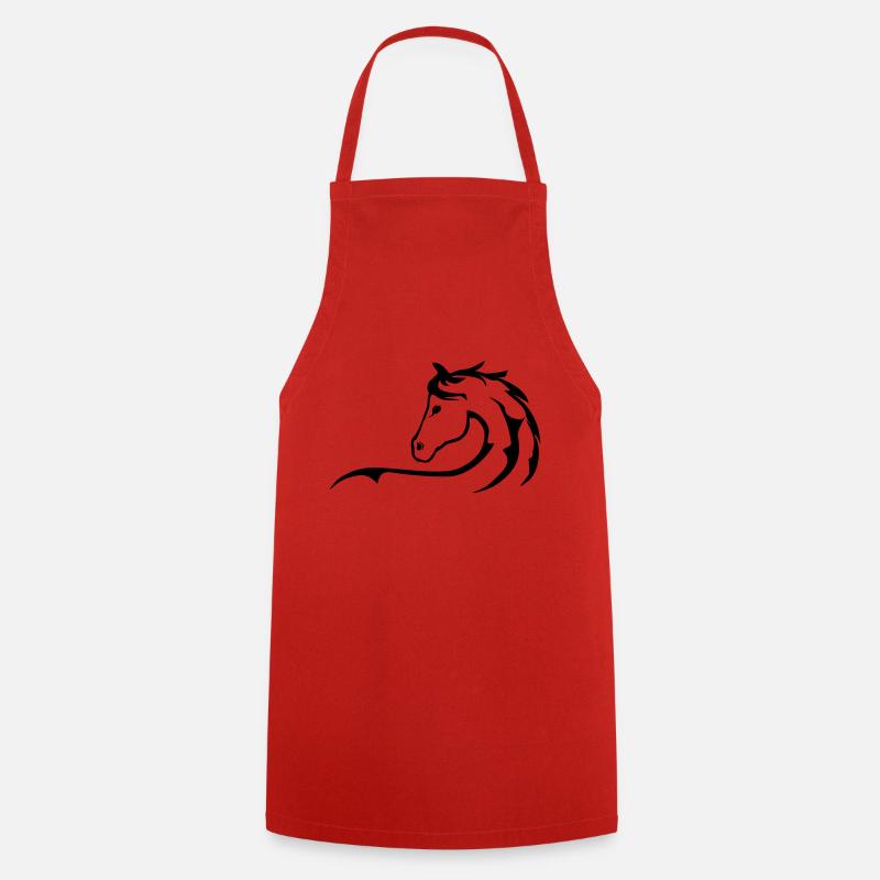 Cheval, chevaux, silhouette de cheval - Tablier de cuisine - rouge