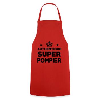 Authentique Super Pompier - Tablier de cuisine - rouge - Devant - AI Model Male 185 dark (185cm)