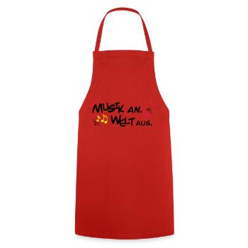 Musik an Welt aus - Kochschürze - Rot - Vorne - AI Model Male 185 dark (185cm)