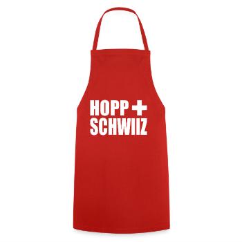 Hopp schwiiz - Tablier de cuisine - rouge - Devant - AI Model Male 185 dark (185cm)