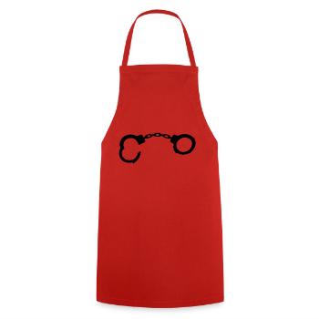 handschellen__f1 - Kochschürze - Rot - Vorne - AI Model Male 185 dark (185cm)