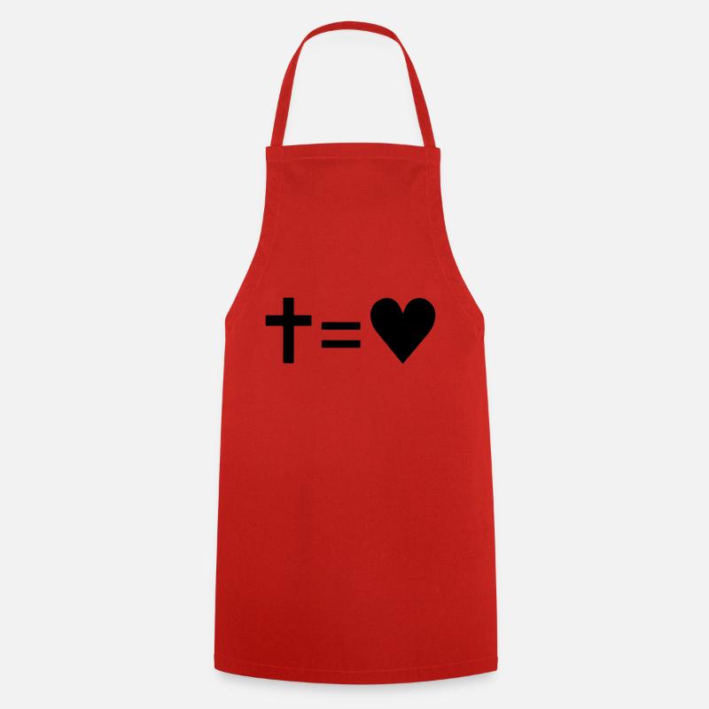 Cross = heart - Cooking Apron - red