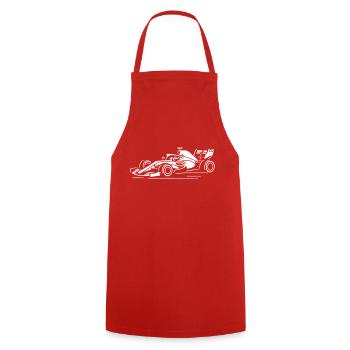 Minimalistische Grand-Prix-Rennwagen-Silhouette - weiß - Kochschürze - Rot - Vorne - AI Model Male 185 dark (185cm)
