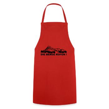 The mountains are calling - (5) - Cooking Apron - red - Front - AI Model Male 185 dark (185cm)