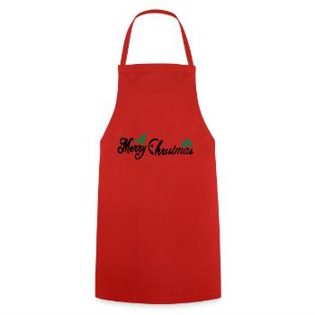 merry_christms_text_tree_holy_leaves - Kochschürze - Rot - Vorne - AI Model Male 185 dark (185cm)