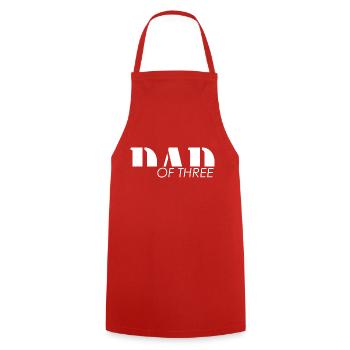 Dad of three childs - Papa - Cooking Apron - red - Front - AI Model Male 185 dark (185cm)
