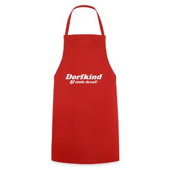 Dorfkind und stolz drauf! - Kochschürze - Rot - Vorne - AI Model Male 185 dark (185cm)