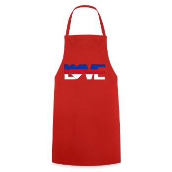 amour Sorbes Lusatie Haute-Lusace Maison avec cœur - Tablier de cuisine - rouge - Devant - AI Model Male 185 dark (185cm)