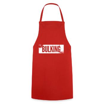 BULKING simple gym vintage Grunge white - Kochschürze - Rot - Vorne - AI Model Male 185 dark (185cm)