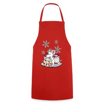 Noël Souris de Noël Snacking Cadeau de Noël - Tablier de cuisine - rouge - Devant - AI Model Male 185 dark (185cm)