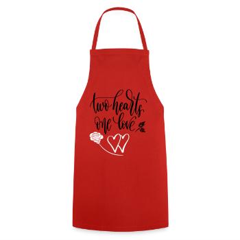 two hearts one love, Rose - Cooking Apron - red - Front - AI Model Male 185 dark (185cm)