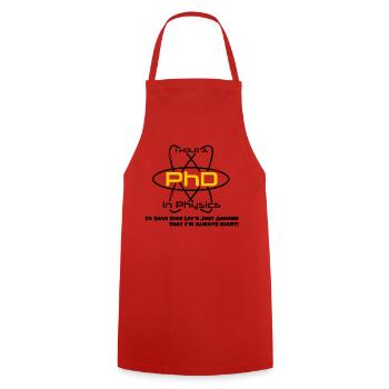 Doctor Physics PhD Gift Idea Degré Physicien - Tablier de cuisine - rouge - Devant - AI Model Male 185 dark (185cm)