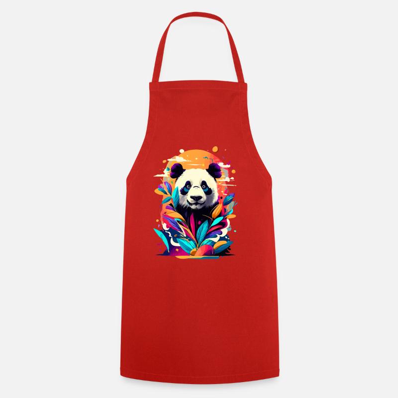 Panda Japan Asien - Panda Bär Farbenfroh - Kochschürze - Rot